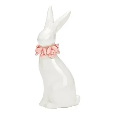 Keramický zajíček ROSE BUNNY 18 cm bílý