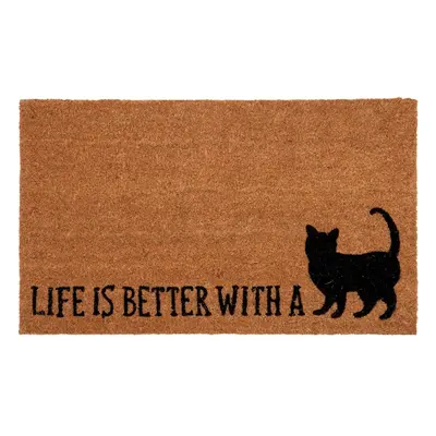 Kokosová rohožka Life is better with a cat - 75*45*1 cm