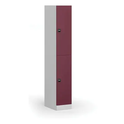 Šatní skříňka s úložnými boxy, 2 boxy, 1850 x 300 x 500 mm, RFID zámek, červené dveře