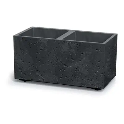 PROSPERPLAST Květináč - SIERRA CASE Beton Effect Rozměr: 57,7x28,8x29 cm, Barva: černý beton