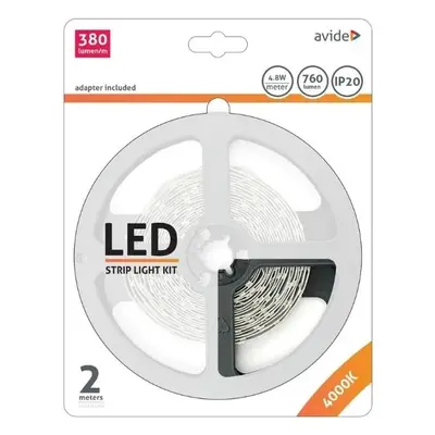 Set: LED pásek 4,8W/m, 380lm/m, denní, délka 2m s napájecím zdrojem