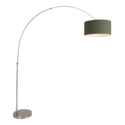 Oblouková lampa ocelová sochranným stínítkem mechově zelené barvy 50/50/25 - XL