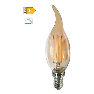 Diolamp LED Filament žárovka Candle Flame Amber CF35 5W/230V/E14/2700K/620Lm/360°/Dim