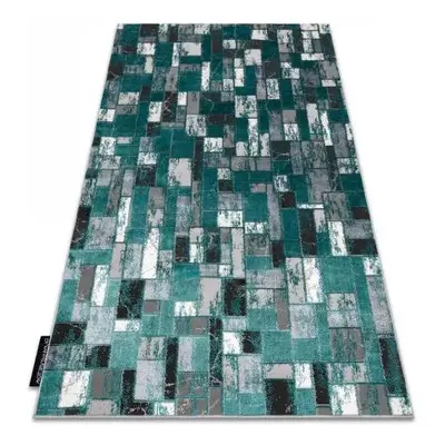 Moderní koberec DE LUXE 6768 Geometrický Strukturální, zelená / ant velikost 140x190 cm | krás