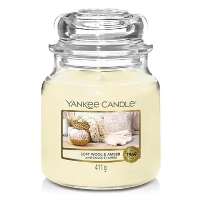 Yankee Candle vonná svíčka Classic ve skle střední Soft Wool & Amber 411g