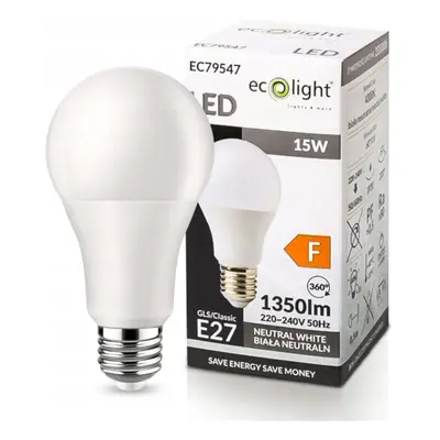 ECOLIGHT LED žárovka - E27 - 15W - 1350Lm - neutrální bílá 4000K Eco Light 230V