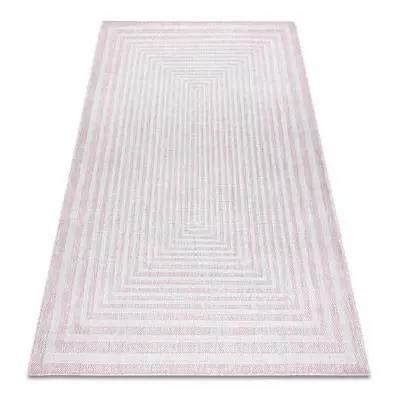 koberec SISAL SION bludiště 22376 ploché tkaní růžový / ecru velikost 180x270 cm | krásné koberc