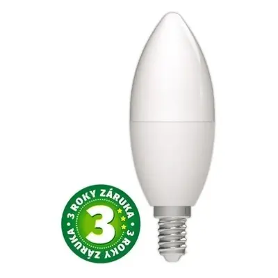 Akce 3+1: Prémiová LED žárovka svíčka E14 6,5W 806lm, teplá, ekv. 60W, 3 roky