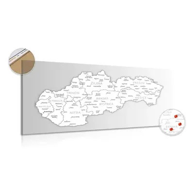 Obraz na korku čiernobiela mapa Slovenska