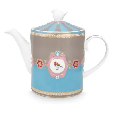 Pip Studio Love Birds Medallion čajová konvice 1,3 l, modrá-khaki