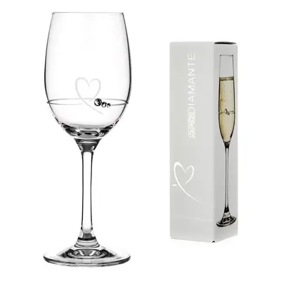 Diamante sklenice na bílé víno se Swarovski krystaly Petit Heart 240 ml 1KS