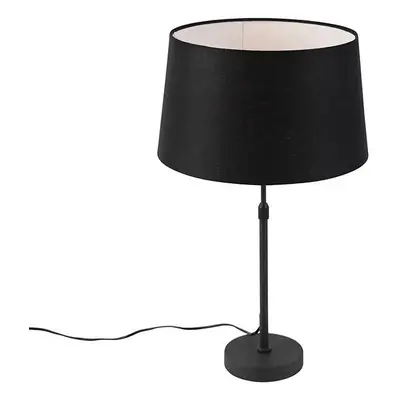 Stolní lampa černá s odstínem černého lnu 35 cm nastavitelná - Parte