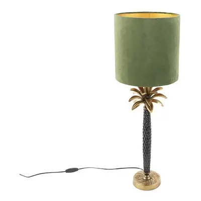 Stolní lampa ve stylu art deco se sametovým odstínem zelené 25 cm - Areka