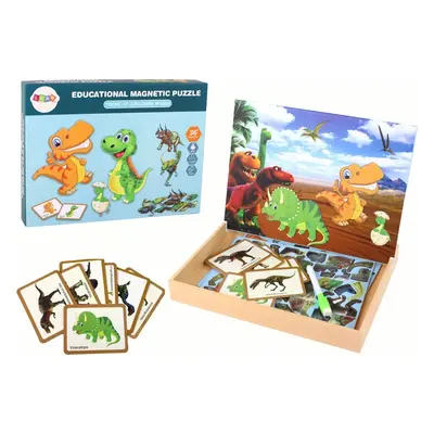 LEAN Toys Vzdělávací magnetické puzzle s dinosaury