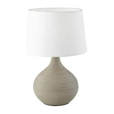 Bílo-hnědá stolní lampa z keramiky a tkaniny Trio Martin, výška 29 cm