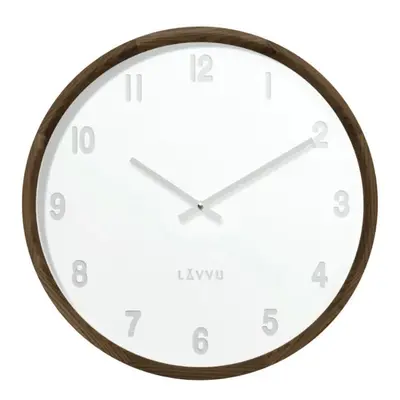 Tmavé dřevěné bílé hodiny LAVVU FADE LCT4061