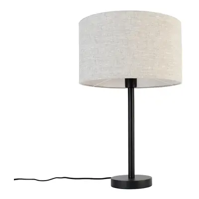 Moderní stolní lampa černá se stínítkem světle šedá 35 cm - Simplo