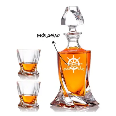 Dekorant Bohemia Crystal křišťálový whisky set s gravírováním Bucaneer 1+2