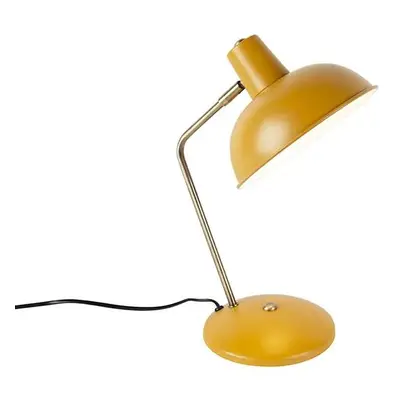 Retro stolní lampa žlutá s bronzem - Milou