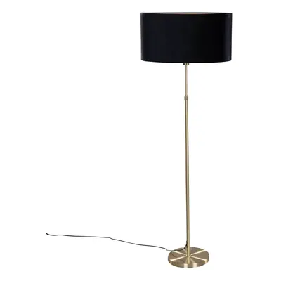 Stojací lampa zlatá s oválným sametovým stínítkem černým 50 cm - Parte