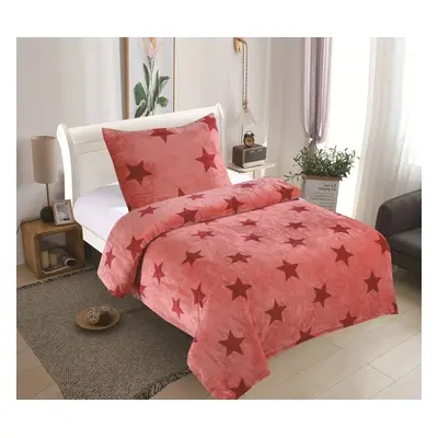 Mikroplyšové povlečení Premium 140x200+70x90 Stars růžové