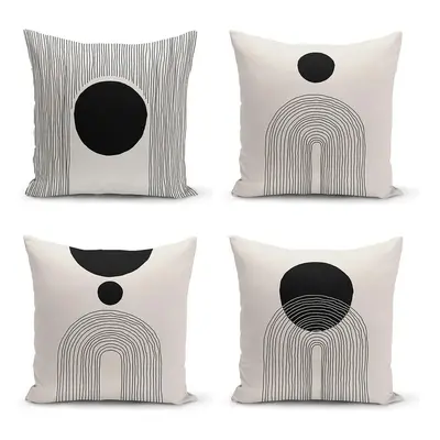 Černo-béžové povlaky na polštáře v sadě 4 ks 43x43 cm - Minimalist Cushion Covers