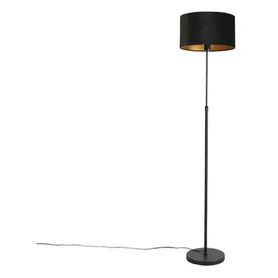 Stojací lampa černá s velurovým odstínem černá se zlatem 35 cm - Parte