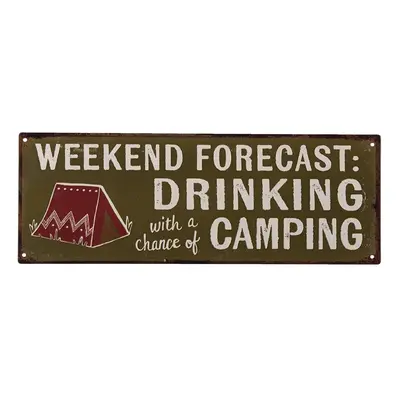 Nástěnná kovová cedule Drinking & Camping - 36*13 cm