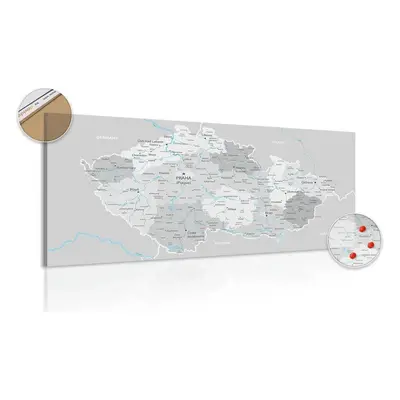 Obraz na korku šedá mapa Česka s kontrastem