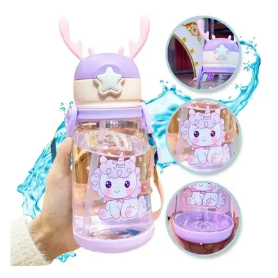 Dětská plastová láhev s brčkem UNICORN 600 ml