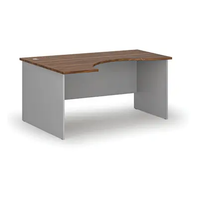 Ergonomický kancelářský pracovní stůl PRIMO GRAY, 1600 x 1200 mm, levý, šedá/ořech