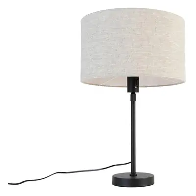 Stolní lampa černá nastavitelná se stínidlem světle šedá 35 cm - Parte