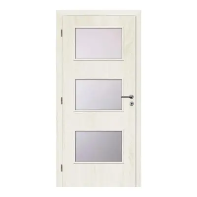 Solodoor Interiérové dveře Etta 6, 80 L, 850 × 1985 mm, fólie, levé, Andorra white, prosklené