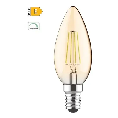 Diolamp LED Filament Candle žárovka Amber C35 5W/230V/E14/2700K/620Lm/360°/Dim