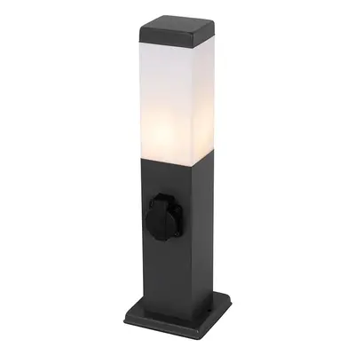 Venkovní lampa tmavě šedá 45 cm se zásuvkou IP44 - Malios