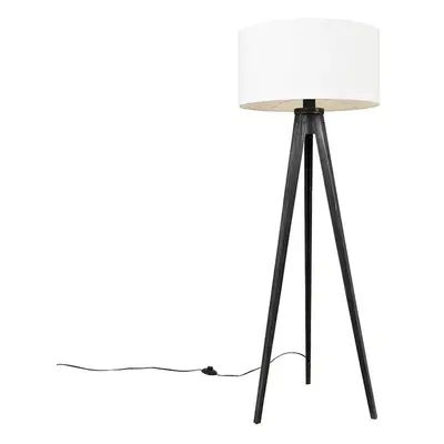 Stojací lampa stativ černý se stínidlem bílý 50 cm - Tripod Classic