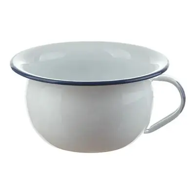 Bílá smaltovaná mísa s uchem White blue - Ø 18*10cm - 1L