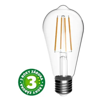 Ultra úsporná prémiová retro LED žárovka E27 4,9W 806lm teplá filament ekv. 60W, 3 roky