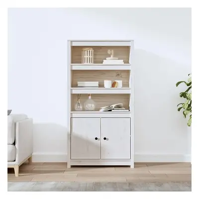 Skříň highboard bílá 80 x 35 x 154 cm masivní borové dřevo