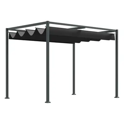 Outsunny pergola altán zastřešení terasy s posuvnou střechou 298x213x221cm polyester černá šedá 