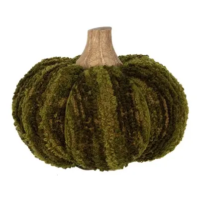 Tmavě zelená látková dekorace dýně Pumpkin M - Ø 12*10 cm