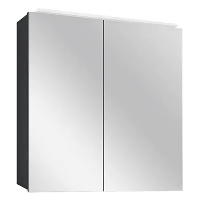 Camargue Aluminio Black Zrcadlová skříňka s LED osvětlením, 60 × 60 × 11 cm, černá