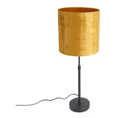 Stolní lampa černý sametový odstín zlatá 25 cm nastavitelná - Parte