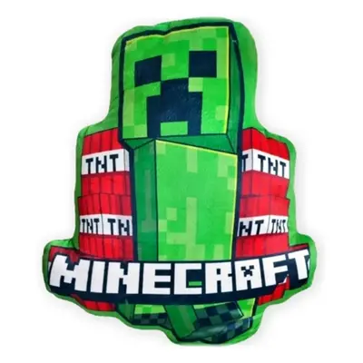 Tvarovaný 3D polštář Minecraft - motiv Creeper & TNT - 35 x 37 cm