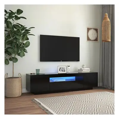 TV skříňka s LED osvětlením černá 160 x 35 x 40 cm