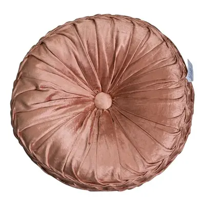 Růžový kulatý sametový polštář Rosa - Ø 40cm