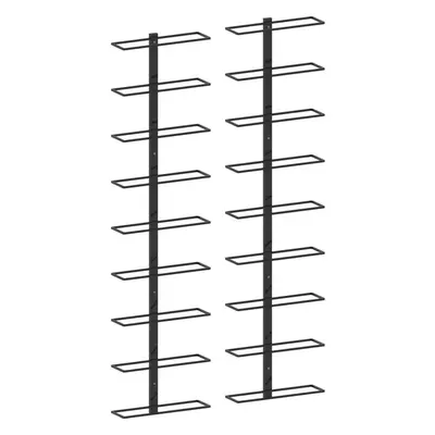 vidaXL Nástěnný stojan na víno na 18 lahví 2 ks černý železo
