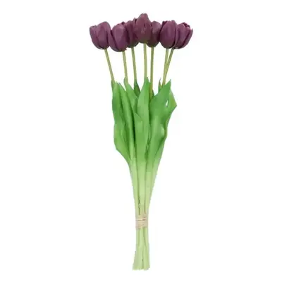 Kytice 7ks fialových realistických tulipánů Tulips - 43cm