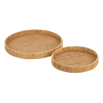 Set 2ks kulatý ratanový podnos Rattan Boom - Ø 40*4 / Ø 30*4cm