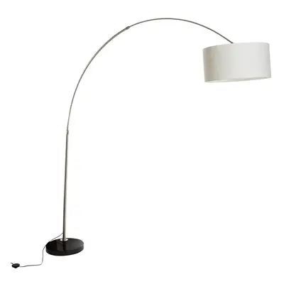 Oblouková lampa ocelový textilní stínidlo bílý 50 cm - XXL